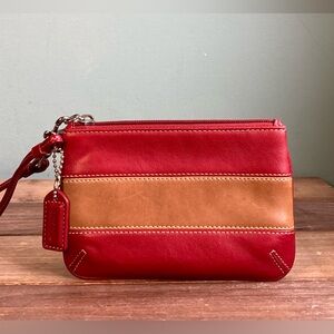 Vintage Coach Leather Rugby Stripe Skinny Wristlet Bag